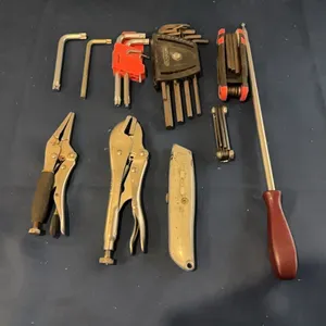 Allen wrenches, screwdrivers, and grips