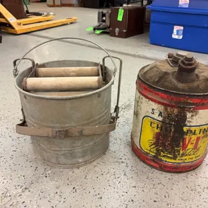 Oil Can & Galvanized Mop Bucket