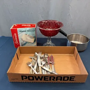 Hand Mixer, Silverware & Kitchen Items