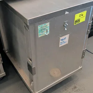 Aluminum transport cabinet. Features single solid door with latch and interior pan runners. 21"W x 32"H. Contents not included.