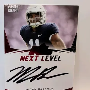 A Micah Parsons Signed 2020 SAGE Premier Draft Trading Card. (SAGE, 2020) An autographed "Next Level Signatures" card numbered NL-MP featuring Linebac