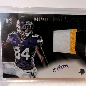 A 2013 Panini Black Football Cordarrelle Patterson Autographed Rookie Patch Card. (Panini, 2013) Card No. 204 featuring Minnesota Vikings wide receive
