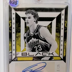 A Lauri Markkanen Signed "Smoke Show" Trading Card. (Panini, 2023-24) A 2023-24 Panini Black Basketball "Smoke Show" trading card signed by Lauri Mark