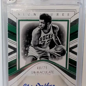 A Kareem Abdul-Jabbar Signed Trading Card. (Panini, 2022-23) A 2022-23 Panini Immaculate Collection Signatures card No. IMS-RAJ featuring Kareem Abdul