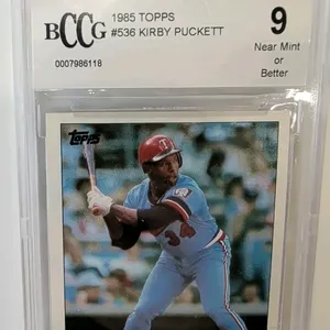 A 1985 Topps Kirby Puckett Baseball Card #536. (Topps, 1985) A baseball card featuring Minnesota Twins Hall of Fame outfielder Kirby Puckett. Professi