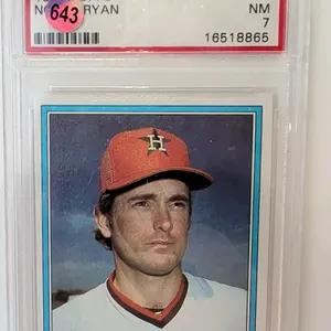 A 1981 Topps #240 Nolan Ryan Baseball Card. (Topps, 1981) Featuring Hall of Fame pitcher Nolan Ryan with the Houston Astros. Graded NM 7 by PSA (Certi