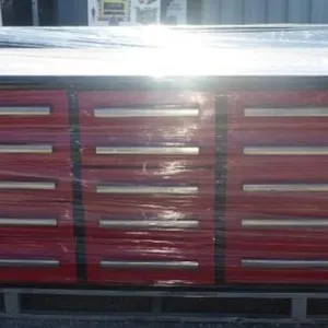 NEW 15 DRAWERS AND 2 CABINETS RED STEEL WORK BENCH