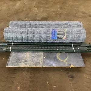 NEW! (2) ROLLS OF HEAVY DUTY 5FT X 330 FT FIELD FENCE AND (10) 7FT STEEL FENCE POSTS