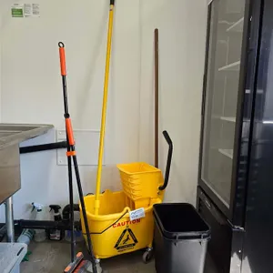 Commercial Mop w/ Cart and Brooms
 UNRESERVED