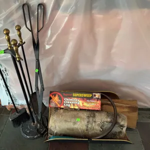 Fireplace Tool Set With Log Holder and Chimney Cleaning Log