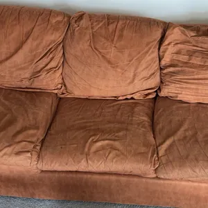 Set 3 Brown Fabric Couches Including Large Sofa, 100" Wide- See All Photos