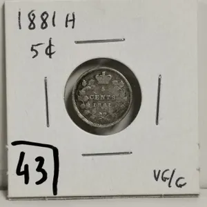 1881H Silver 5 cent Coin
