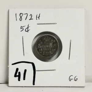 1872H Silver 5 cent Coin
