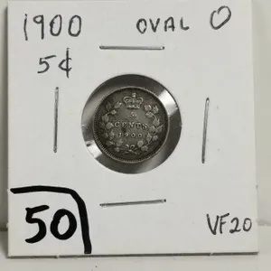 1900 Oval O Silver 5 cent Coin