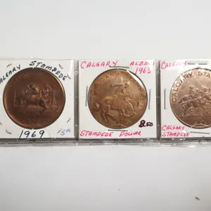 Three Calgary Stampede Trade Dollars 1963, 66, 69
