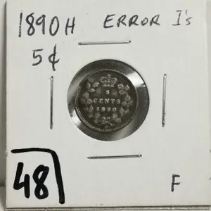 1890H Error I's Silver 5 cent Coin