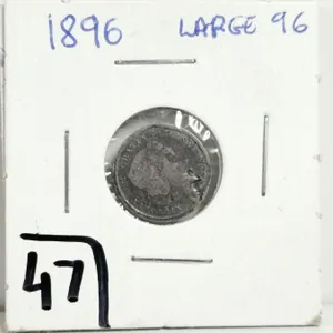 1896 Large 96 Silver 5 cent Coin