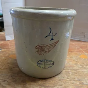 # 4 redwing crock- some dents- no cracks