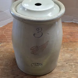 # 3 redwing butter churn crock with lid