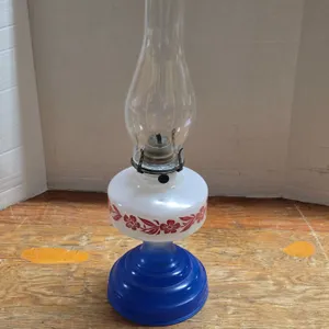 Blue base oil lamp- with chimney