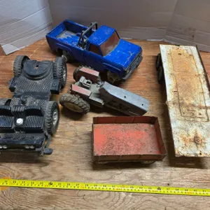 Vintage toy parts- trailers, tractor