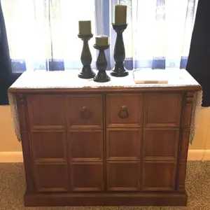 Vintage Wooden Cabinet with contents