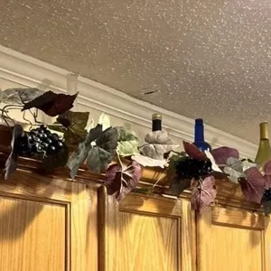 Decor On Kitchen Cabinet, Faux Grape Vine, Wine