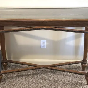 Beaded Design Wood and Glass Sofa Table 48” x 18”