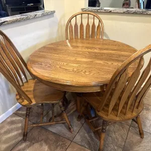 Oak Kitchen Table & (3) Chairs, 42”