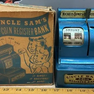 Uncle Sam�s 3 Coin Register Bank.