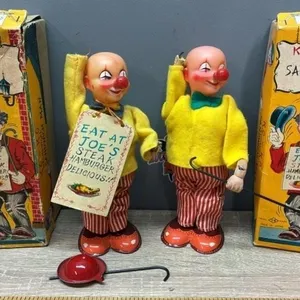 2 Vintage Ko-Ko Mechanical Sandwich Man Toys. I