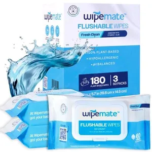 NEW (60ct x3) 3pk Wipemate Flushable Wipes