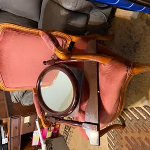 Wood Frame Chair and Mirror