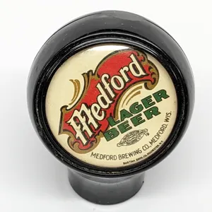 BALL TAP KNOB MEDFORD LAGER BEER MEDFORD WISCONSIN (BASTIAN BROS)