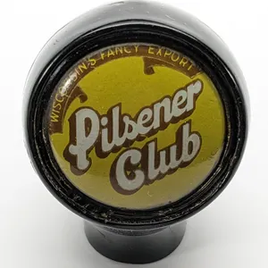 BALL TAP KNOB HANDLE PILSNER CLUB BEER WISCONSIN'S FANCY EXPORT ELCTRIC CITY BREWING KAUKAUNA WI (BASTIAN BROS)