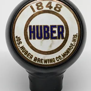 BALL TAP KNOB HANDLE 1848 HUBER BEER MONROE WISCONSIN (GREEN DUCK)