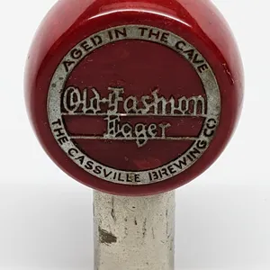 CATALIN BAKELITE BALL TAP KNOB HANDLE AGED IN THE CAVE OLD FASHION LAGER BEER CASSVILLE WISCONSIN