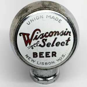 BALL TAP KNOB HANDLE UNION MADE WISCONSIN SELECT BEER NEW LISBON WISCONSIN