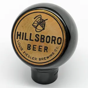 BALL TAP KNOB HANDLE HILLSBORO BEER LOUIS ZIEGLER BREWING CO WISCONSIN (GREEN DUCK)