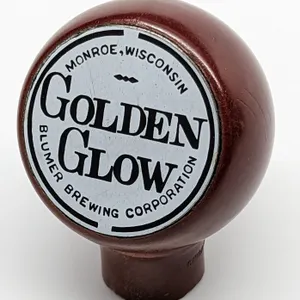 BALL TAP KNOB HANDLE GOLDEN GLOW BEER BLUMER BREWING MONROE WISCONSIN (GREEN DUCK)
