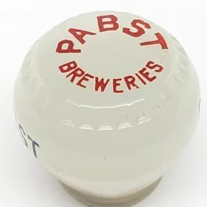 GLASS BALL TAP KNOB HANDLE PABST BREWERIES MILWAUKEE WISCONSIN (NEWMAN)