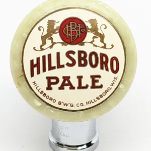 BALL TAP KNOB HANDLE HILLSBORO PALE BEER WISCONSIN (GEN PRODUCTS)