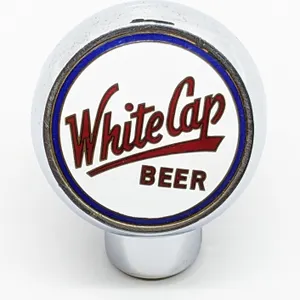 BALL TAP KNOB WHITE CAP BEER TWO RIVERS WISCONSIN (ROBBINS)