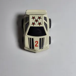 Vintage Friction-Powered Rally Race Car No. 2 – White with Star Graphics