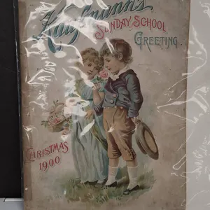 Kaufmann's Sunday School Greeting Christmas 1900 Illustrated Booklet With Children On Cover Art Nouv