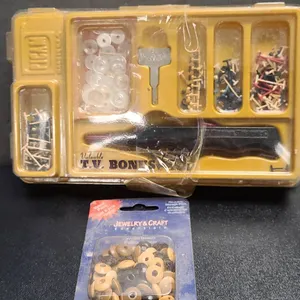 PICAM Button Hole Finisher Kit With Pins and Fasteners Plus Jewelry & Craft Essentials Wood Beads Pa