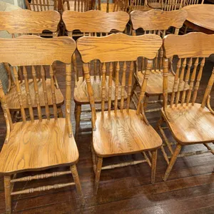 Six Spindle Back Oak Chairs