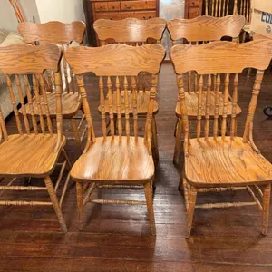Six Oak Spindle Back Chairs