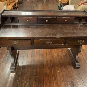 Dark Stained Pine Trestle Desk