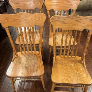 Four Oak Spindle Back Chairs